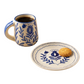 S/4 Blue Anaar Ceramic Coffee Cup & Side Plate