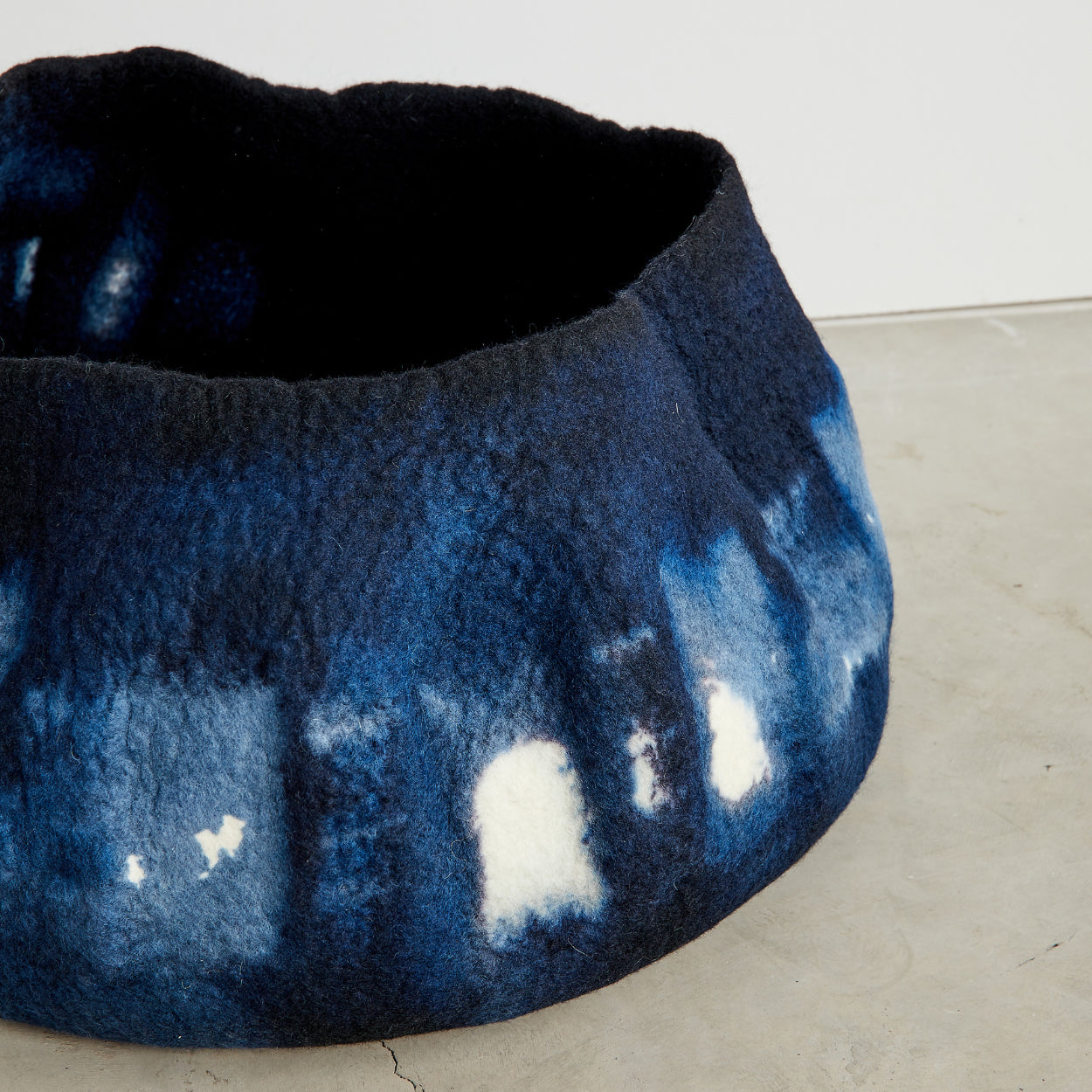 Adire Tie-Dye Blue & Black Ghana Wool Basket