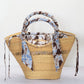 Butterfly Bag Medium - Naturel w/ Light Blue, White and Brown Lining