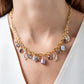 Colorful Gemstone and Pearl Charm Necklace