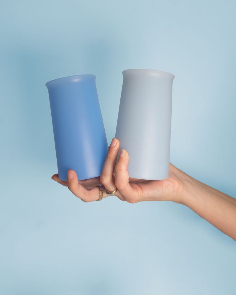 sky + kingfisher | stegg | silicone unbreakable highball glasses