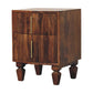 Solid Wood Harper Ribbed Chestnut Bedside 2 Drawers Brown