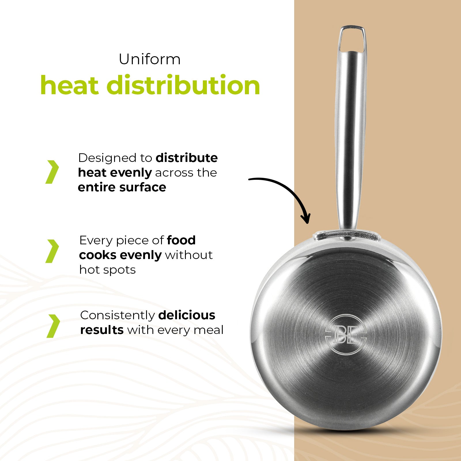 BE | LIVING Essential Series Stainless Steel Sauce Pan with Glass Lid - 16cm - BLCSP01016SS