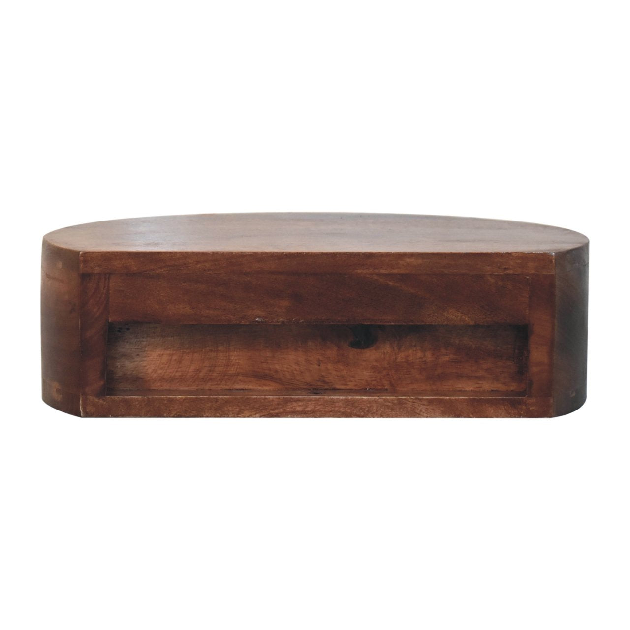 Solid Wood Honey Caramel Wall-Mounted Rounded Bedside Table