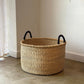 S/3 Handwoven Short Hampers with Leather Handles - Natural