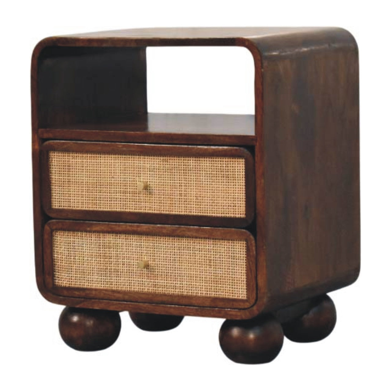 Solid Wood California Walnut Rattan Bedside