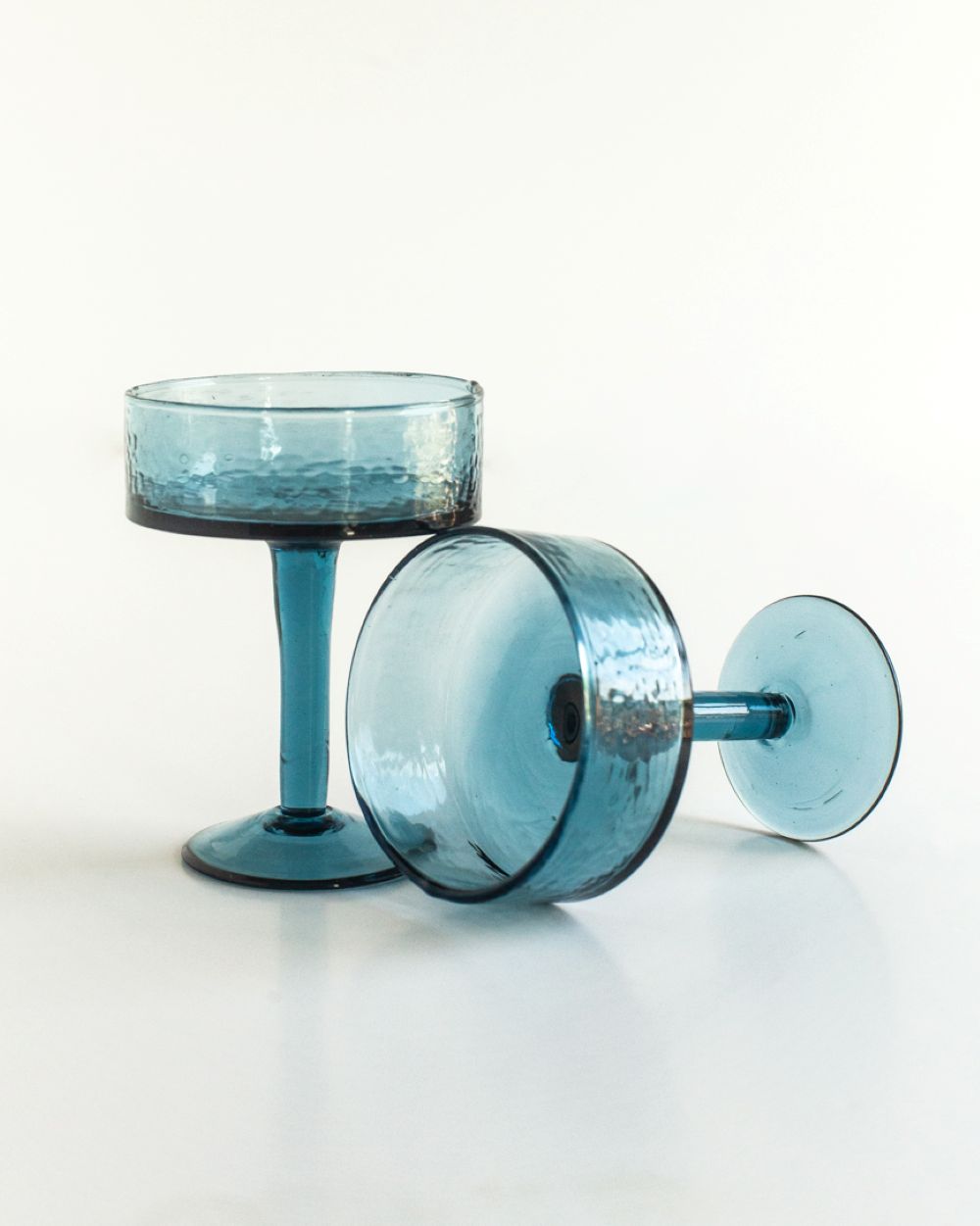 Handblown Hammered Coupe Cocktail Glass - Set of 4