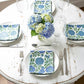 Cotton Napkins Blue and Green Floral Napkin Set of 4 Cloth Napkins for Dining Table, Brunch or Farmhouse Decor 17x17