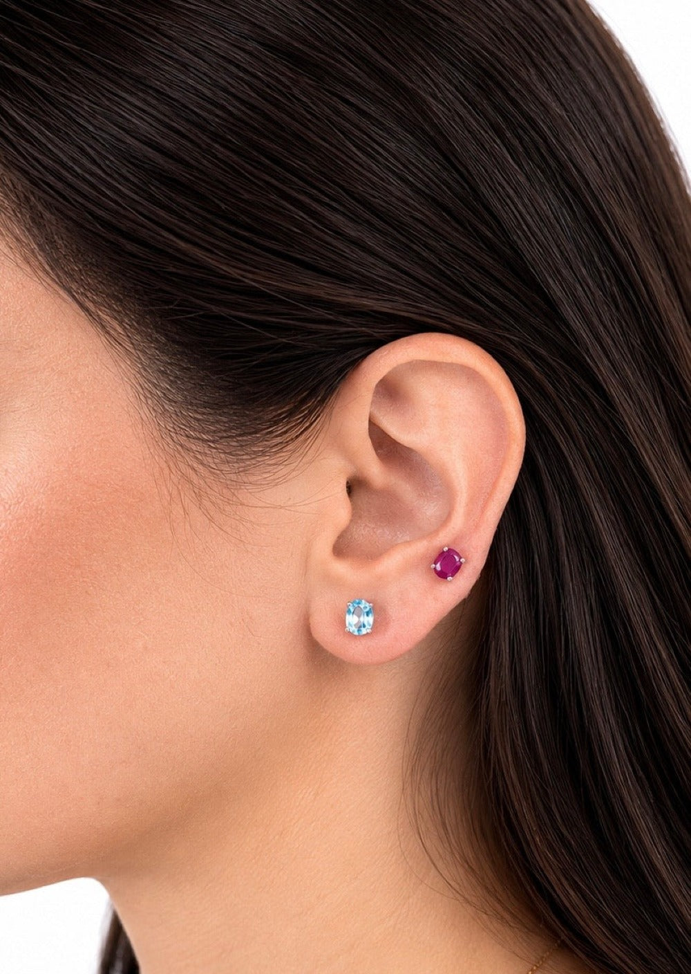 Oval Birthstone Stud Earrings