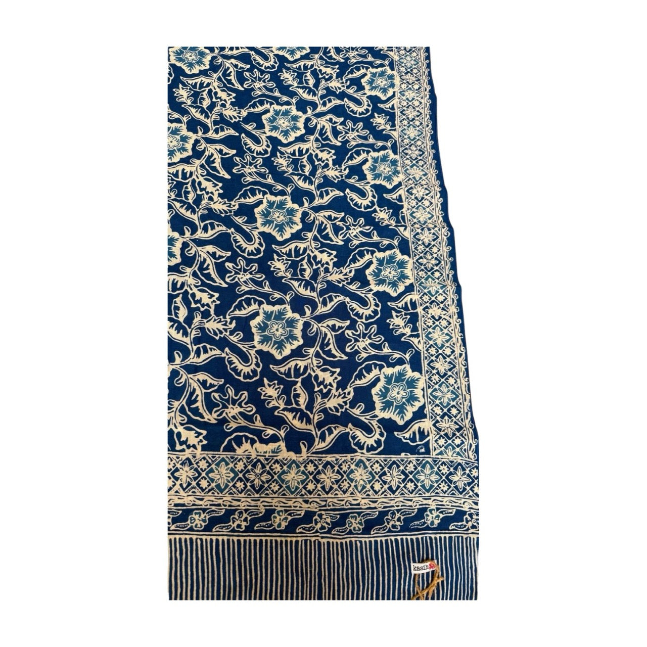 Handmade Batik Scarf, 100% Soft Cotton, Blue Tendril