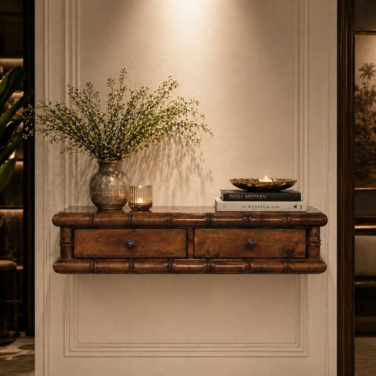 Bamboo Two Drawer Console Table