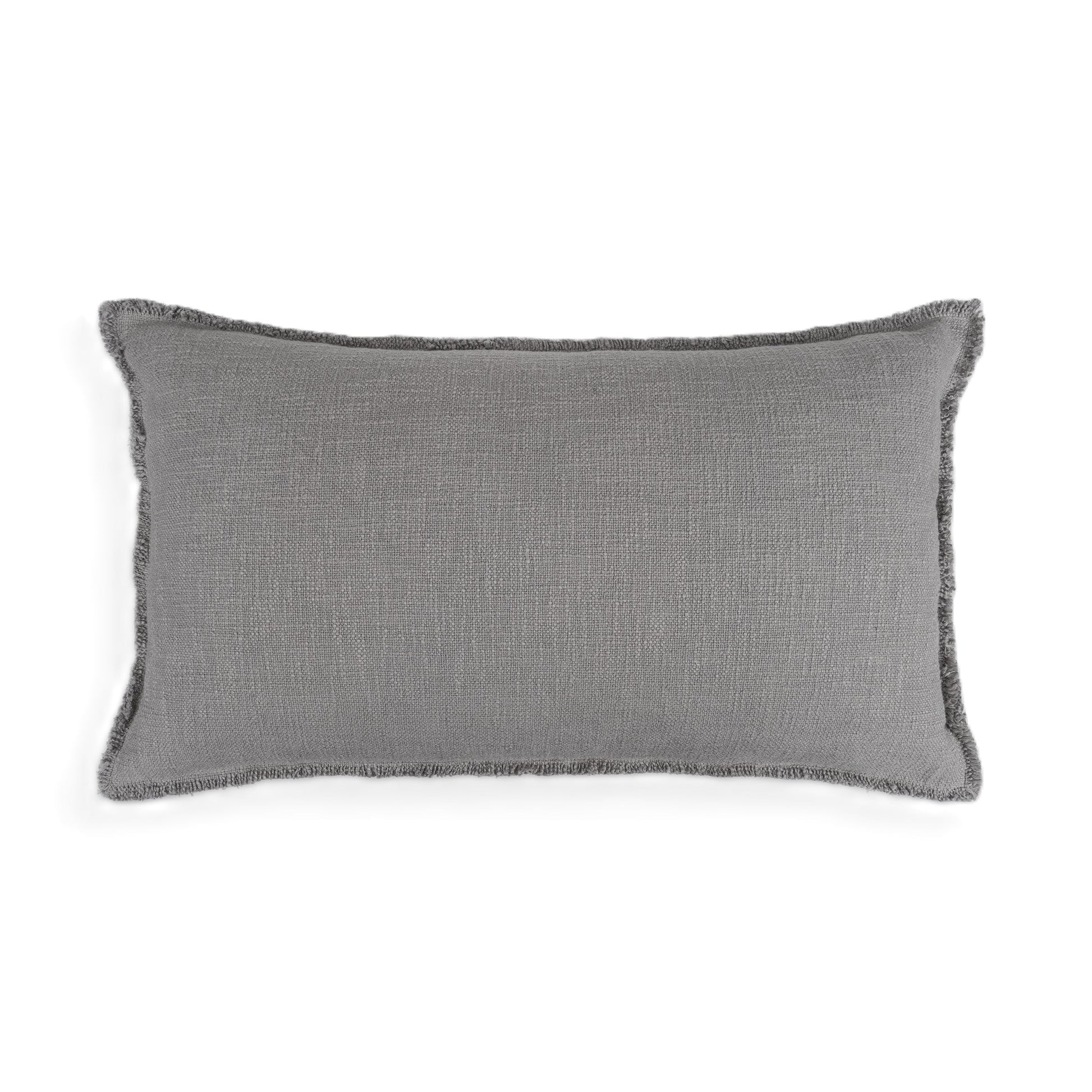 Organic Chic washed textured cotton solid lumbar pillow cover with frayed edges