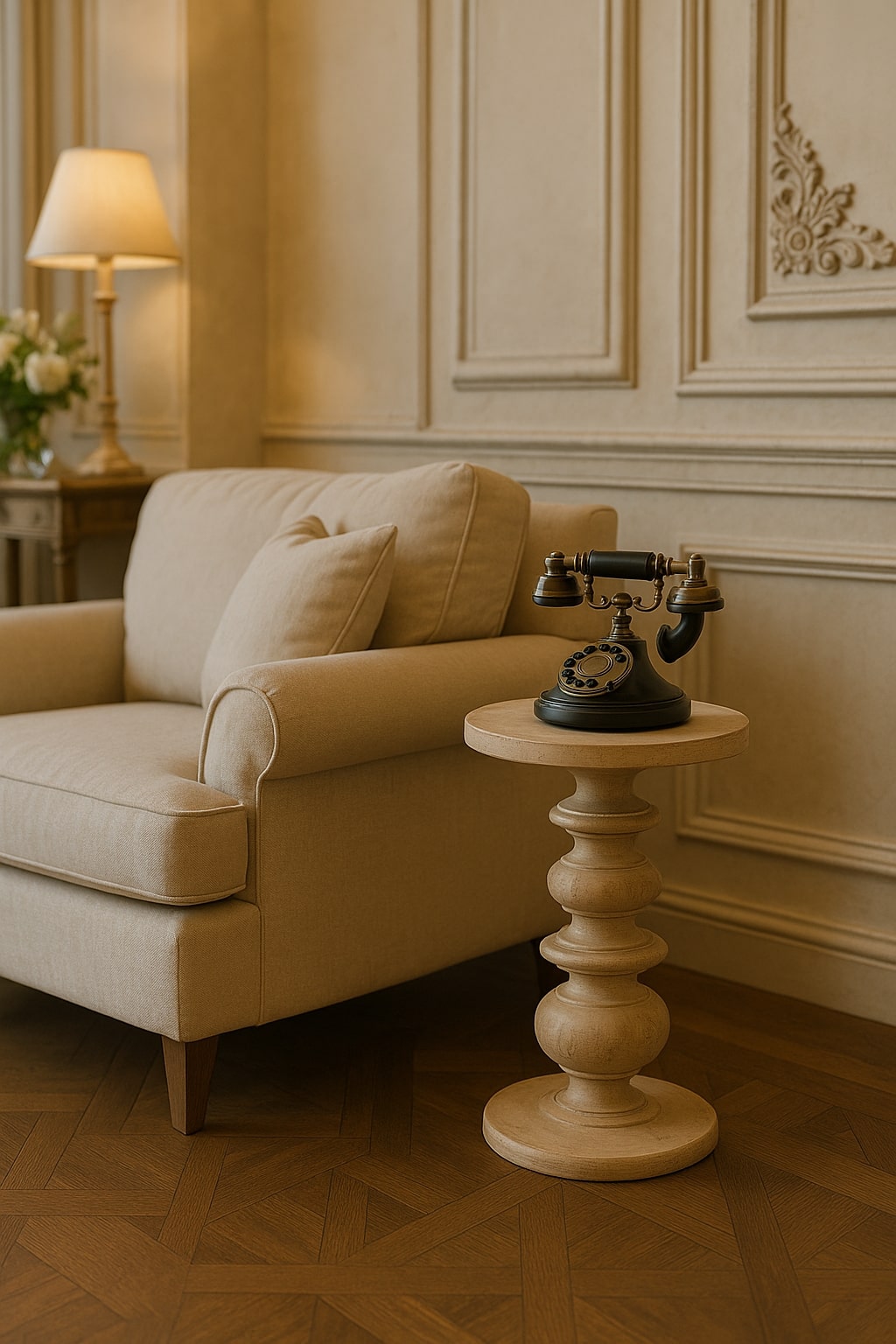 Solid Wood The Bellis Marble Accent Table