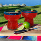S/4 Stemless Aqua Rim Margarita Glasses