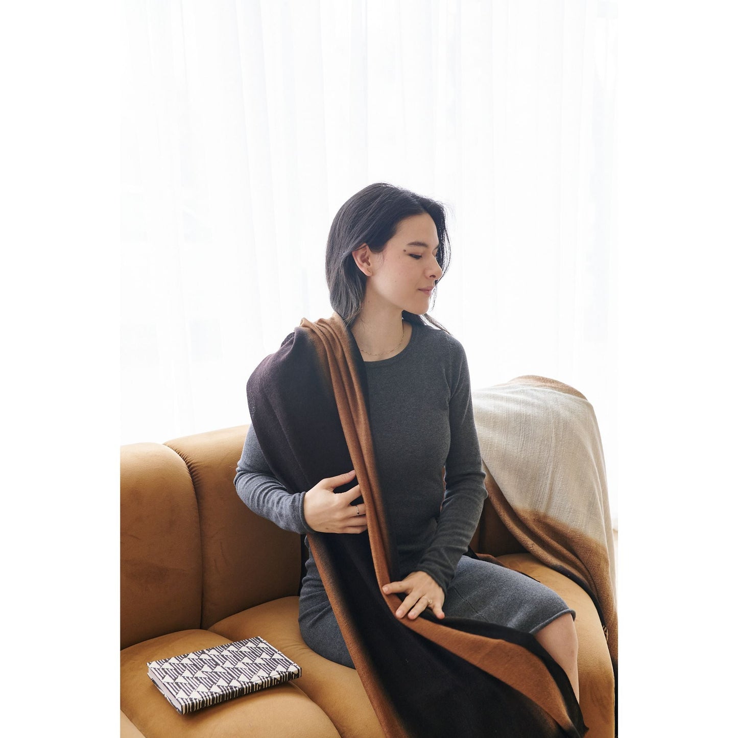 Iris Brown Cashmere Merino Handwoven Scarf
