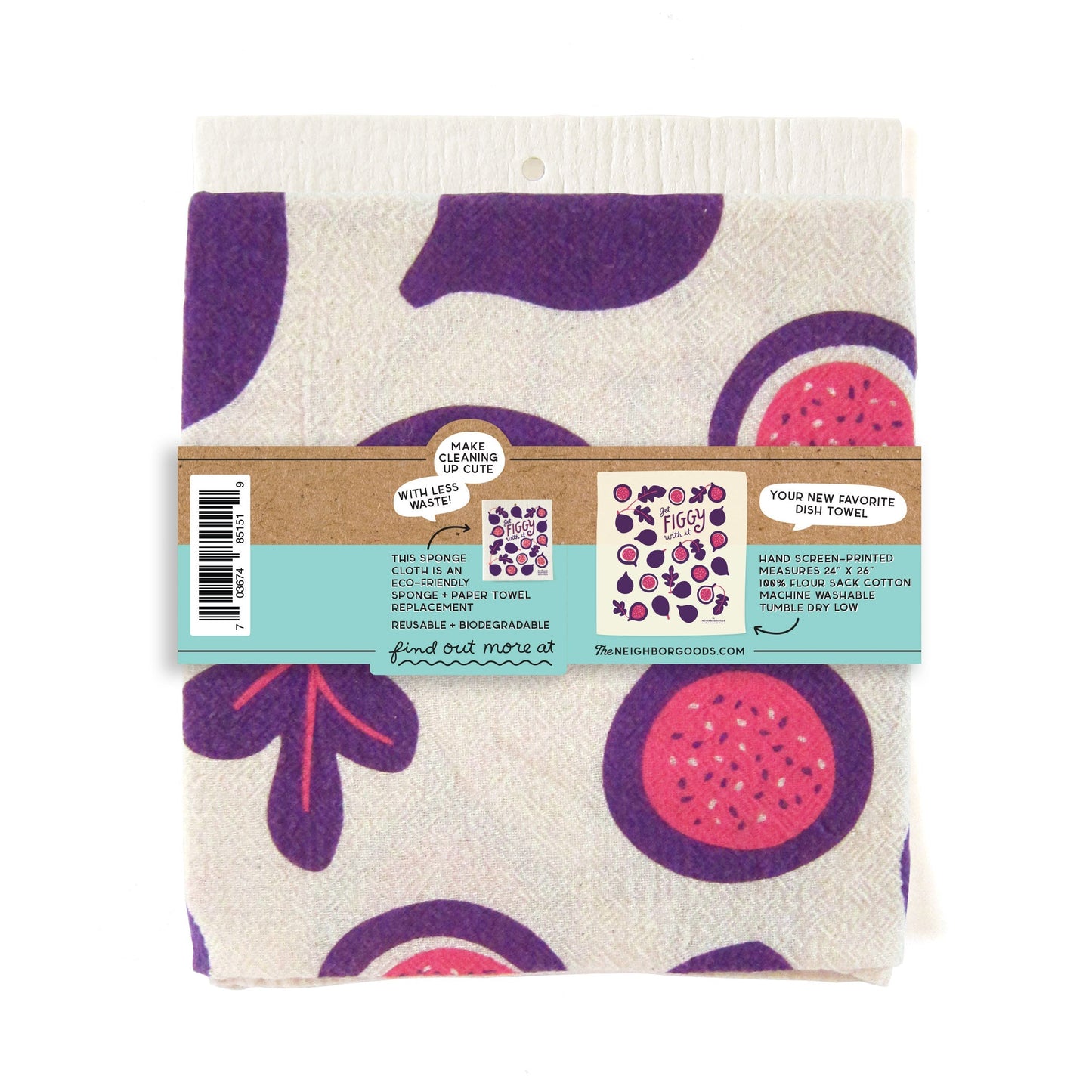 Fig Dish Towel + Sponge Cloth Gift Set