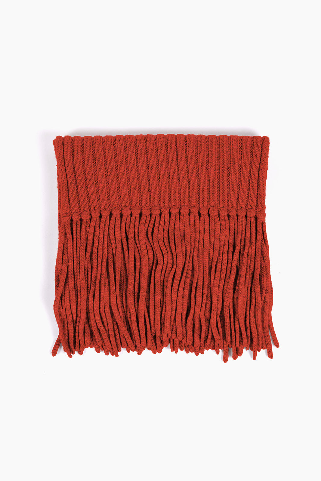 RIBBED BABY ALPACA FRINGE SCARF