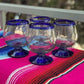 Cobalt Blue Rim Cognac Snifter Tequila Glasses - Set of 4