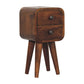 Solid Wood Extra Mini Curved Chestnut Nightstand