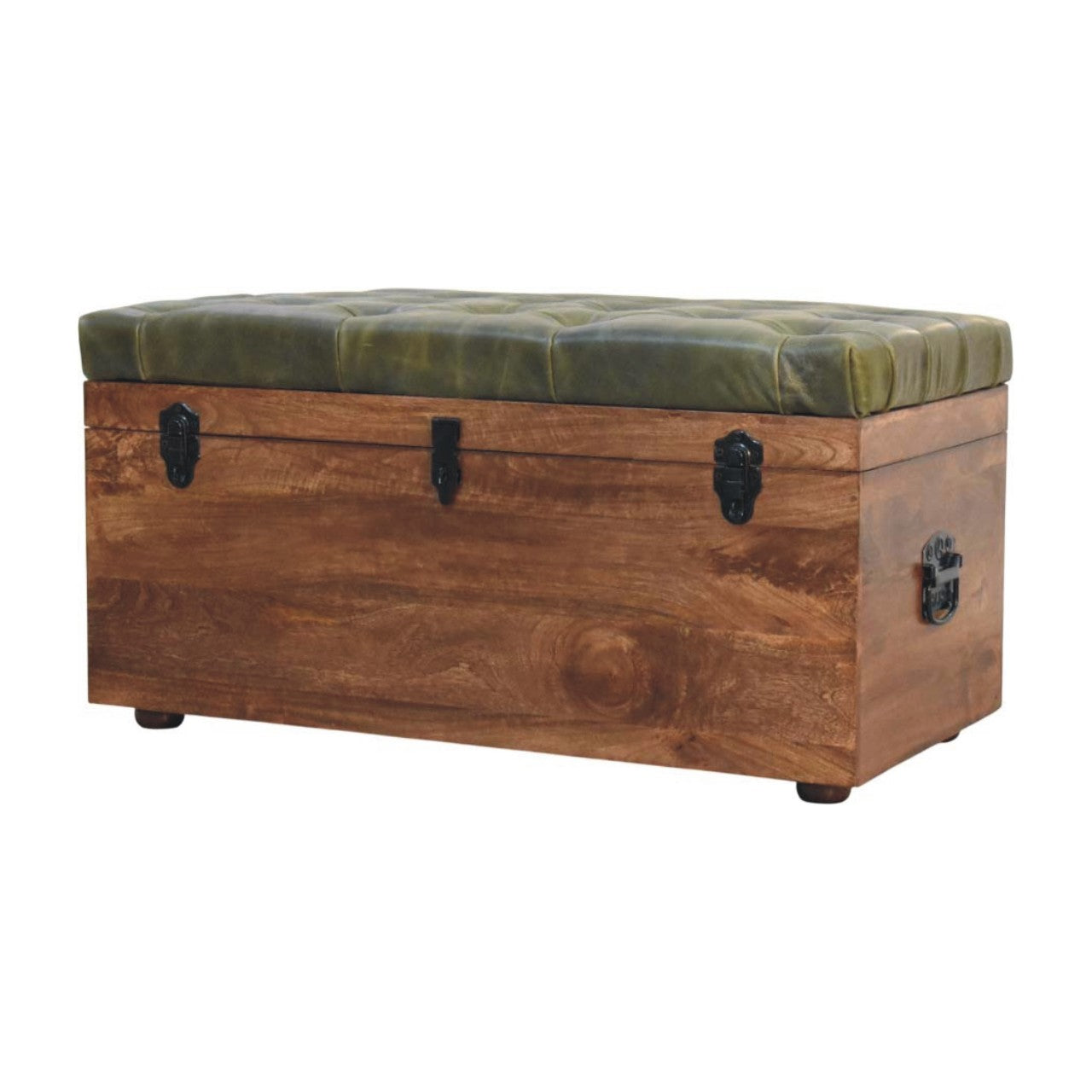 Solid Wood Roasted Almond Storage Trunk Bench