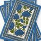 Hand Block Printed Blue Floral Cotton Placemats, Table Mat Set of Two