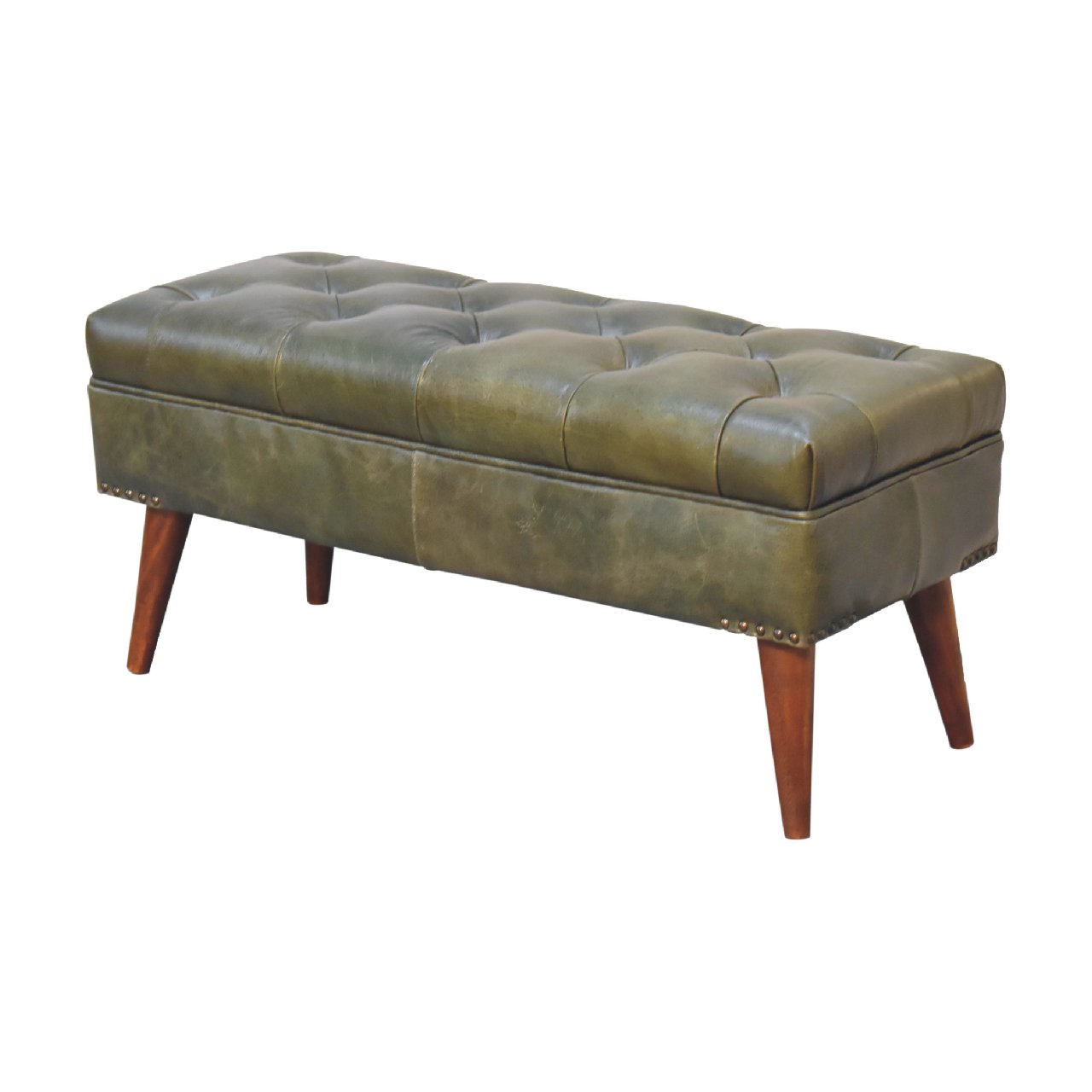 Solid Wood Harbour Leather Upholstered Bench
