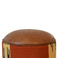 Solid Wood Durrie & Leather Mixed Footstool