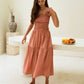 Elena Crinkle Gingham Carry-On Travel Skirt in Persimmon