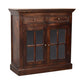 Solid Wood Light Walnut Cabinet with Glazed Doors