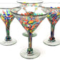 Confetti Carmen Design Margarita Glasses - Martini Style - Set of 4