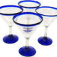 Cobalt Blue Rim Margarita Glasses - Martini Style - Set of 4