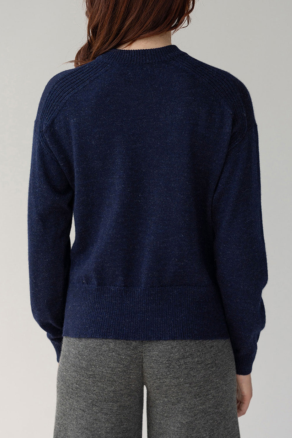 CREW NECK BOXY PULLOVER - NAVY