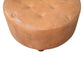 Brown Buffalo Hide Leather Upholstered Round Ottoman
