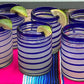 Blue Spiral Design Tumbler Glasses - Set of 6