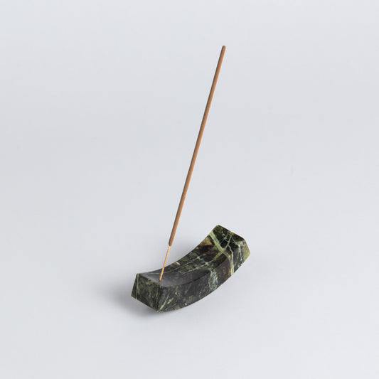Smile gemstone incense holder - serpentine green