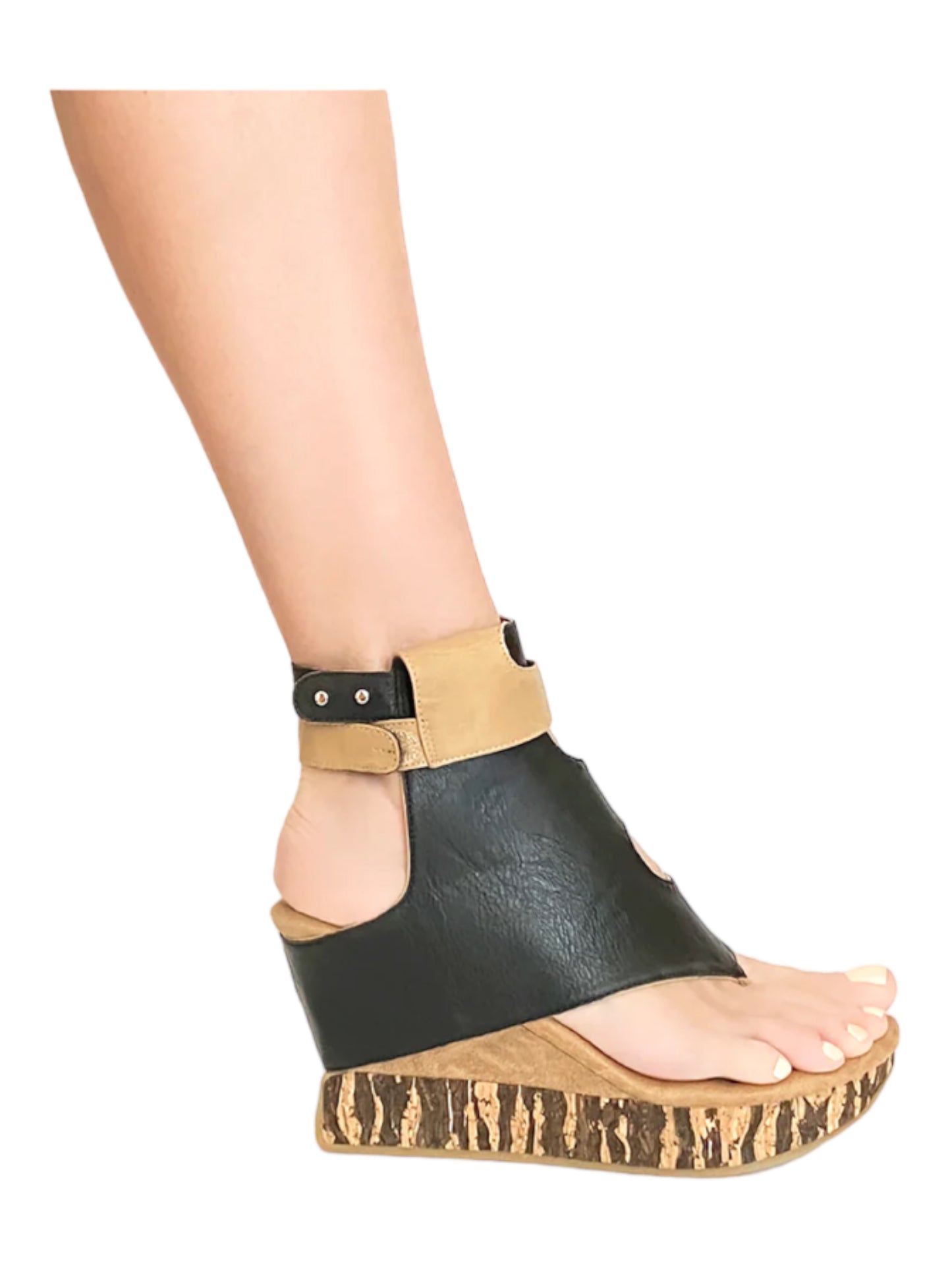 Reversible Wedge Shoe Black/ Tan