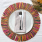 Pahiyas Woven Raffia Fringe Placemats Multi Rainbow, Set of 2