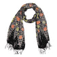 Handmade Batik Scarf Black, Orange, Green, Berries 100% Soft Cotton Dusk Petal
