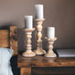 Willow Rustic White Pillar Candleholder Set