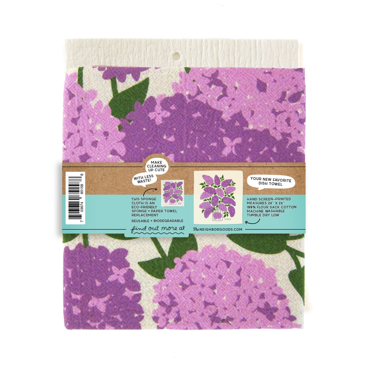 Lilacs Dish Towel + Sponge Cloth Gift Set
