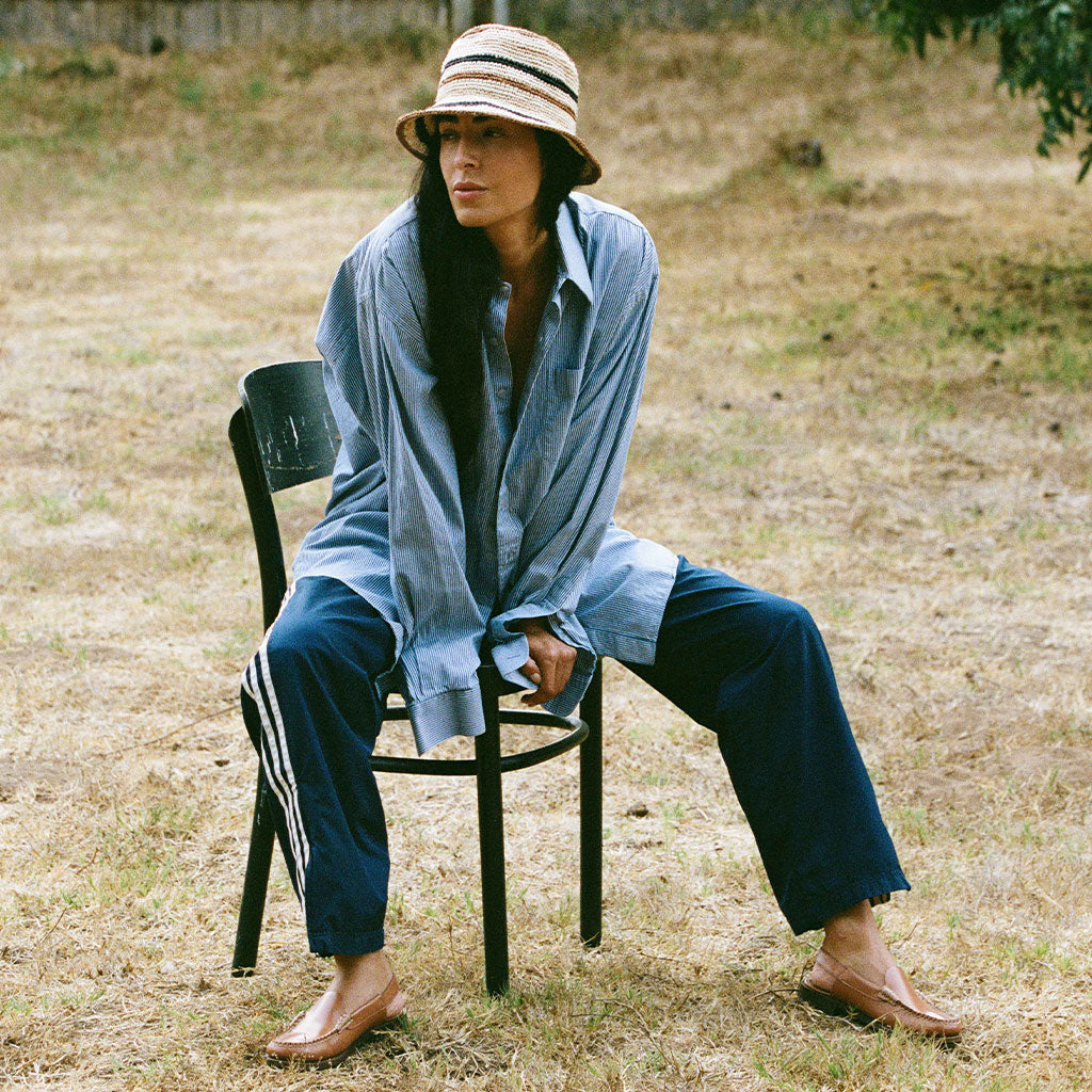 [WS] Fall Bucket Hat - Creme Striped
