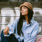 Fall Bucket Hat - Brown Striped