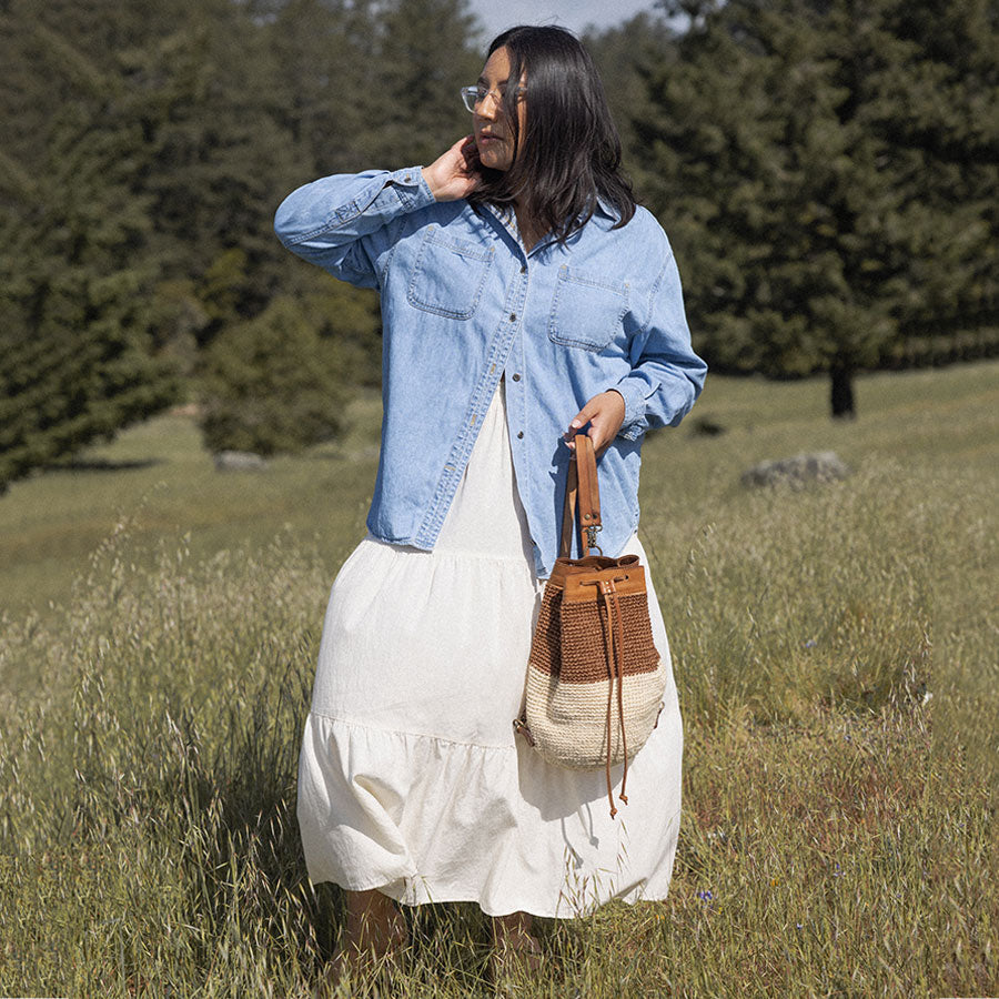 Transito Woven Mini Backpack | Brown-White