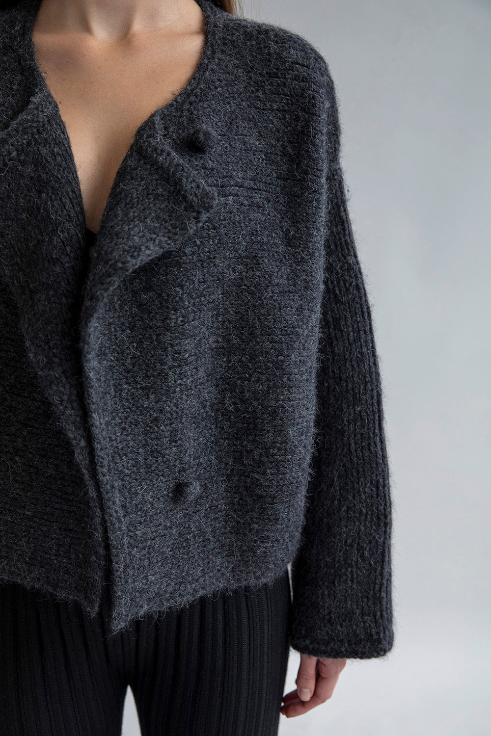 MOMO HANDKNIT CARDIGAN - CHARCOAL