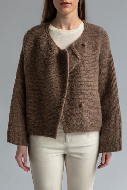 MOMO HANDKNIT CARDIGAN- SADDLE