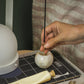 Gemstone sphere incense holder Celestine