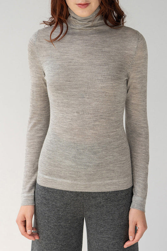 T NECK PULLOVER - FOG GREY HEATHER