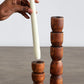 Totem Pine Wood Taper Candlestick Holder