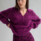 V NECK BOUCLE PULLOVER - FUCHSIA AUBERGINE
