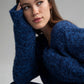 V NECK BOUCLE PULLOVER - SKY NAVY